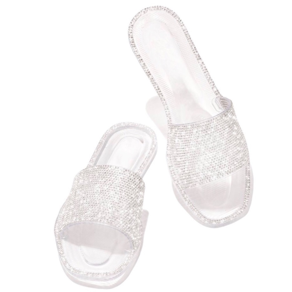Clear Jelly Rhinestone Band Slip On Sandal - Picture 3 of 8